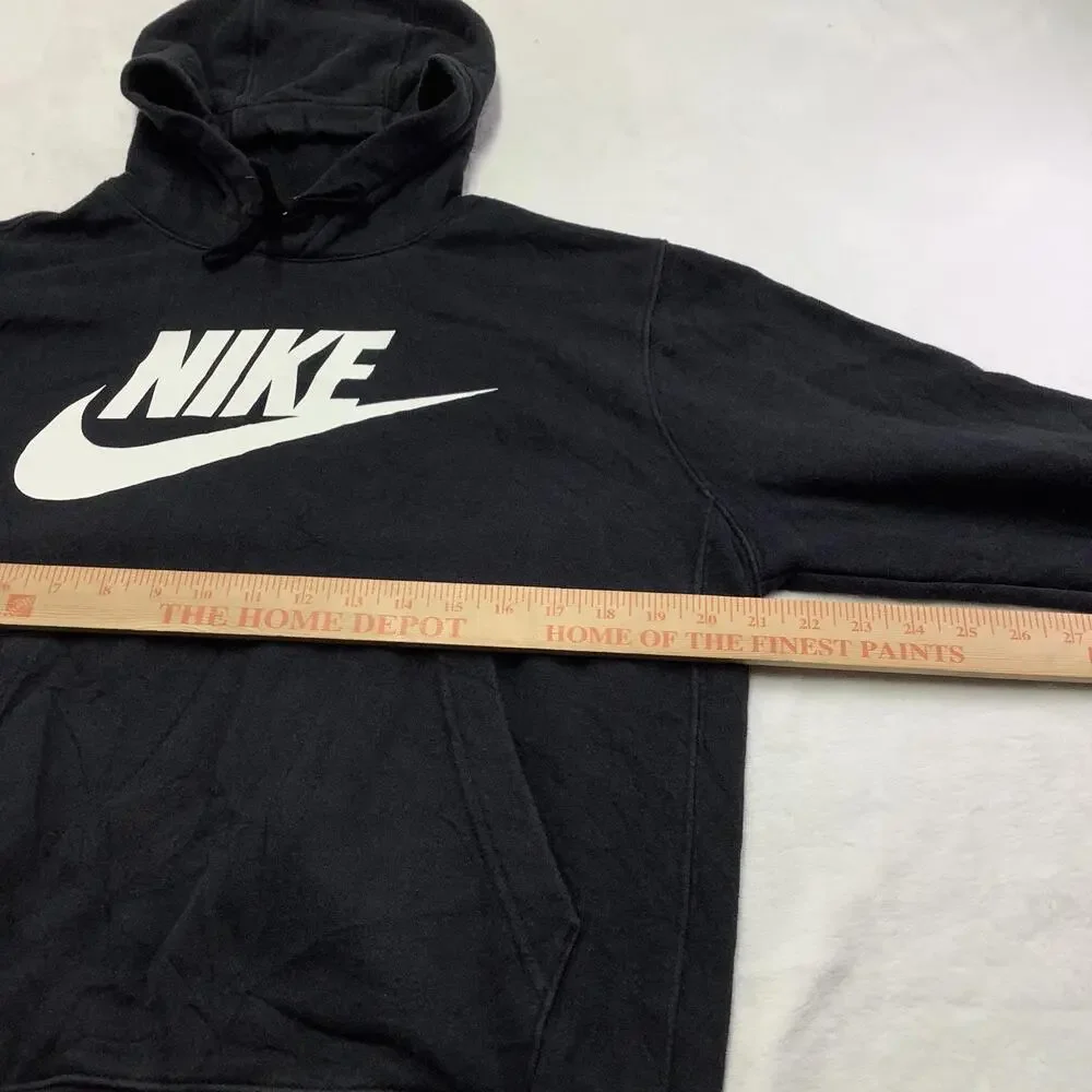 Nike Hoodie Mens Medium Black Pullover Sweatshirt Kangaroo Pocket Logo Graphic